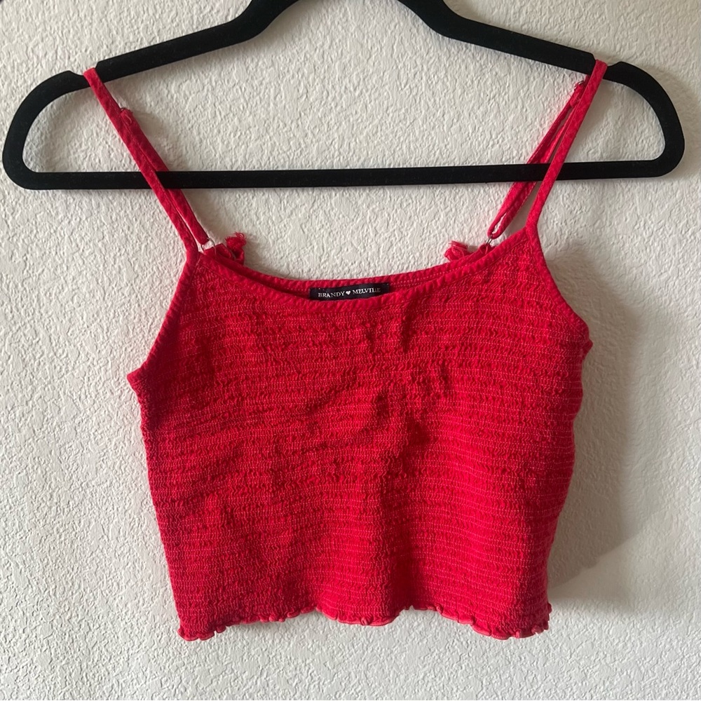 Brandy Melville Red Scrunch Top